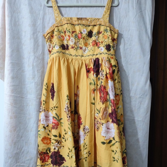 Zimmermann Dresses & Skirts - Zimmermann Yellow Floral Midi Dress with Red and White Blooms